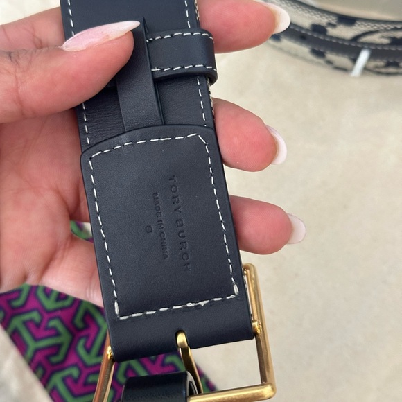 Tory burch T monogram 1.5 mavy blue Belt size small - Picture 5 of 7